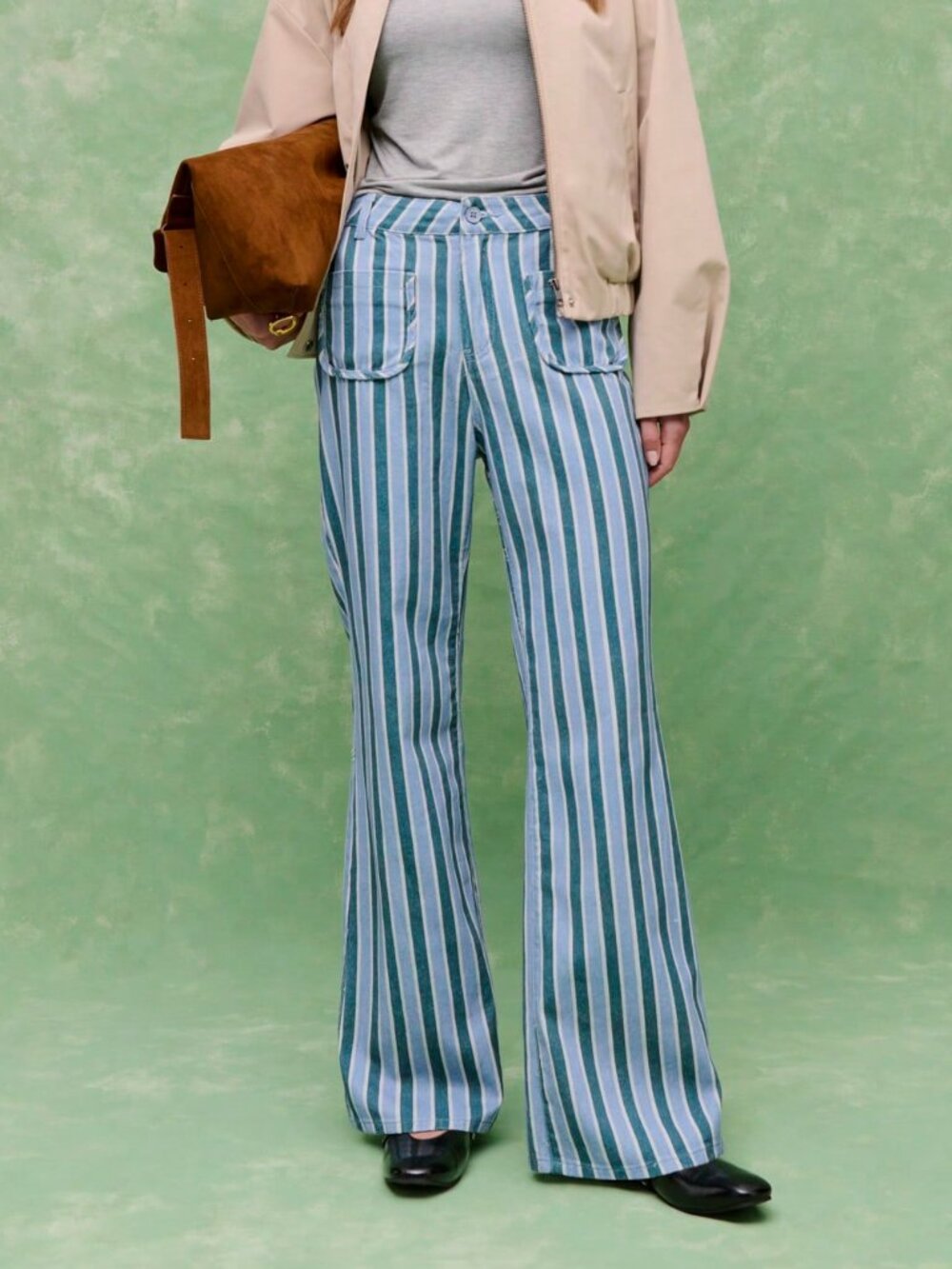 Blue Women's Relaxed Front Pocket Straight Pants